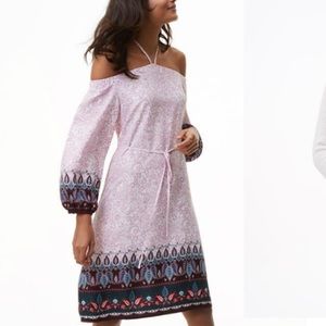 LOFT Paisley Vines Off The Shoulder Halter Dress